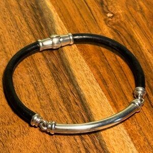DAVID YURMAN BRACELET BLACK LEATHER Size Sterling Silver .925  size 7.5 / 7 3/4